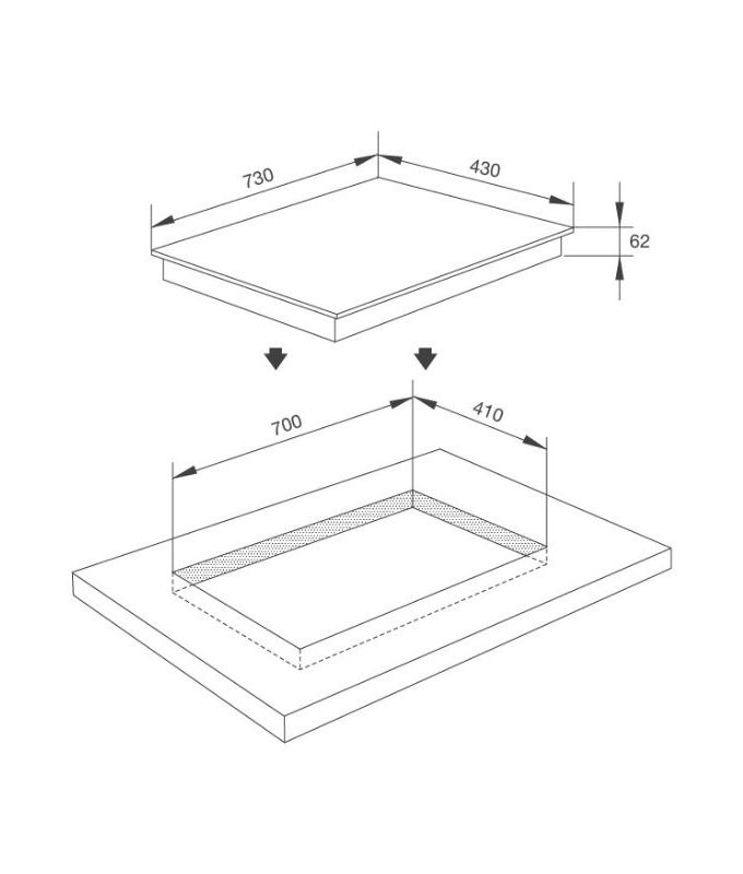 kích thước của Bếp từ Malloca MH-7320 I