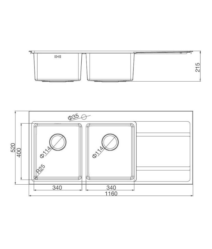 Chậu rửa bát Malloca MS 7818 3 kích thước của Chậu rửa bát Malloca MS 7818
