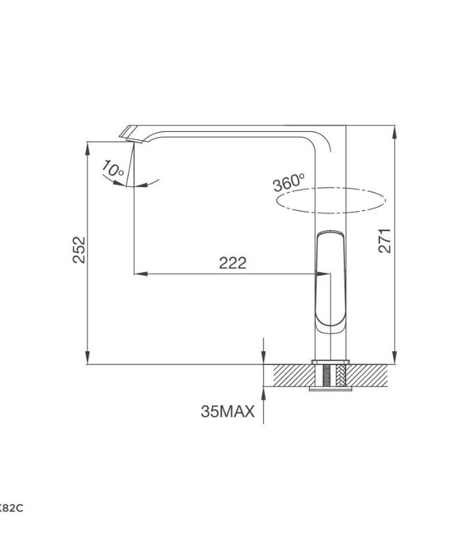 kích thước của Vòi rửa bát Malloca K82C