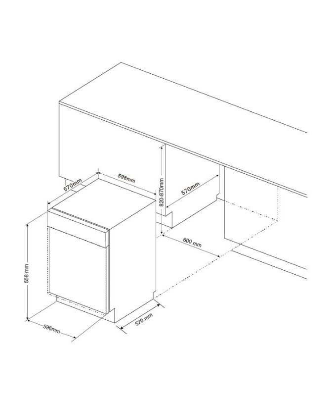 Máy rửa bát Malloca MDW14-S08SI lắp âm 6 kích thước của Máy rửa bát Malloca MDW14-S08SI