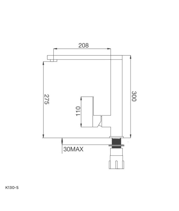 Kích thước vòi rửa bát Malloca K130-S