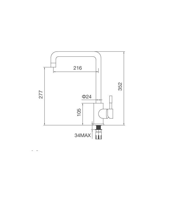 Kích thước vòi rửa bát Malloca K559-S