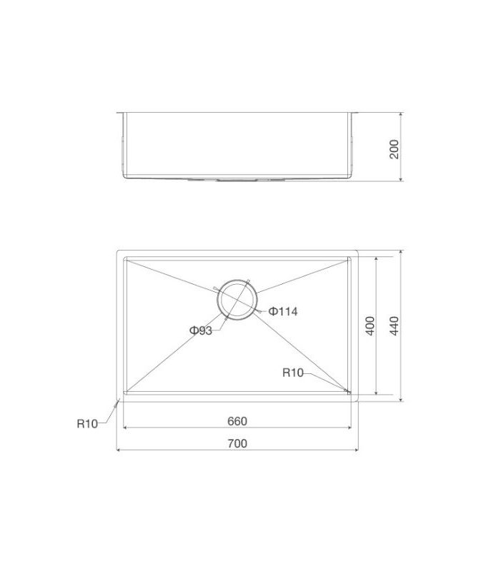 Chậu rửa bát inox 1 hố Malloca MS 6070 3 Kích thước của Chậu rửa bát Malloca MS 6070